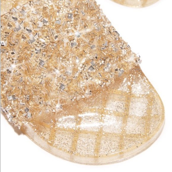 !! RESTOCKED !! Embellished Sparkle Slides - Gold - Picture 5 of 7